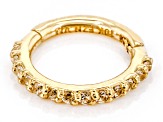 White Lab Created Sapphire 10k Yellow Gold Multi-Purpose Hoop 0.05ctw