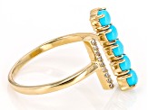 Blue Sleeping Beauty Turquoise And White Diamond 10k Yellow Gold Cuff Ring