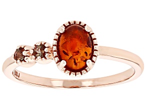 Orange Amber 10k Rose Gold Ring