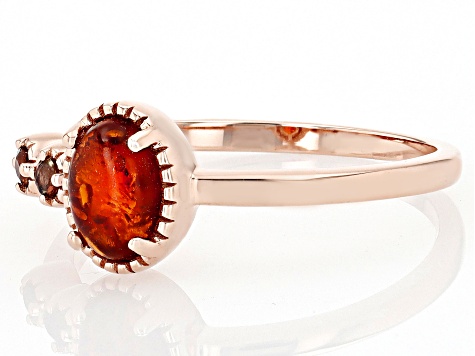 Orange Amber 10k Rose Gold Ring