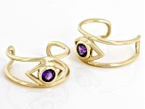 Purple African Amethyst 10k Yellow Gold Ear Cuffs 0.14ctw