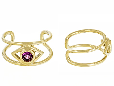 Grape Color Garnet 10k Yellow Gold Ear Cuffs 0.15ctw