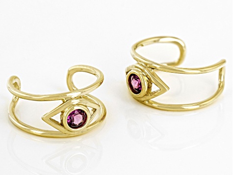 Grape Color Garnet 10k Yellow Gold Ear Cuffs 0.15ctw