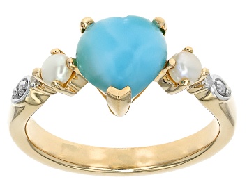 Picture of Blue Larimar 10k Yellow Gold Heart Ring