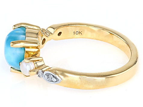 Blue Larimar 10k Yellow Gold Heart Ring