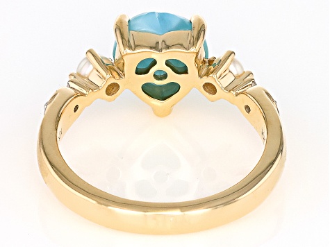 Blue Larimar 10k Yellow Gold Heart Ring