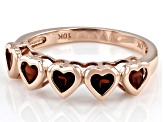 Red Garnet 10k Rose Gold Heart Band Ring