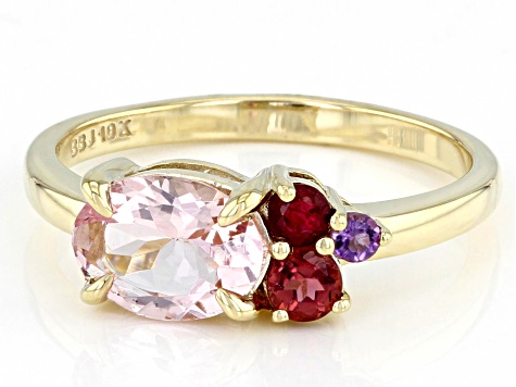 Peach Morganite 10k Yellow Gold Ring 1.14ctw