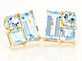 Sky Blue Topaz 10k Yellow Gold Stud Earrings 4.77ctw