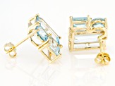 Sky Blue Topaz 10k Yellow Gold Stud Earrings 4.77ctw