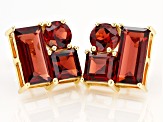 Red Garnet 10k Yellow Gold Stud Earrings 4.91ctw