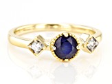 0.51ct Round Blue Sapphire with 0.14ctw Round White Zircon 14K Yellow Gold Ring