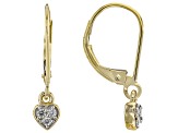 White Zircon 10k Yellow Gold Heart Dangle And Stud Earring Set Of 2 0.27ctw