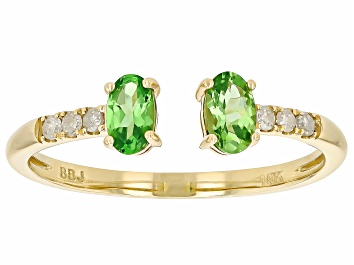 Picture of Green Tsavorite 10k Yellow Gold Cuff Ring 0.56ctw