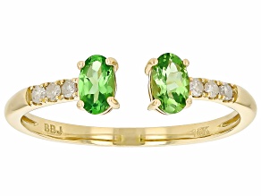 Green Tsavorite 10k Yellow Gold Cuff Ring 0.56ctw