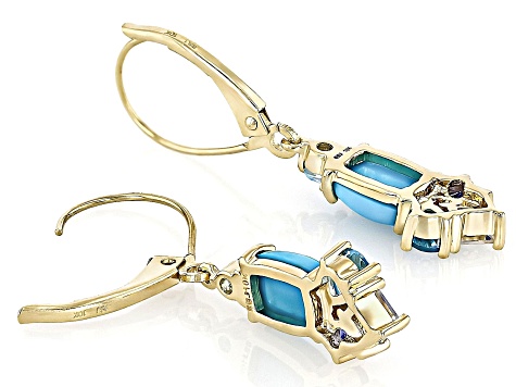 Blue Sleeping Beauty Turquoise 10k Yellow Gold Earrings 0.97ctw