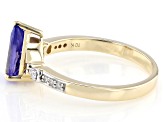 Blue Tanzanite And White Diamond 10k Yellow Gold Ring 1.31ctw