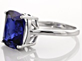 Blue Lab Created Sapphire Rhodium Over Sterling Silver Ring 7.00ct
