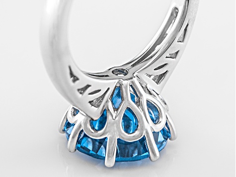 Blue Lab Created Spinel Solitaire Rhodium Over Sterling