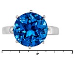 Blue Lab Created Spinel Solitaire Rhodium Over Sterling Silver Ring 4.46ct