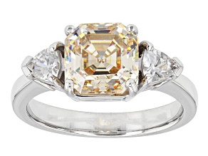 Strontium Titanite And White Zircon Rhodium Over Sterling Silver Ring 3.76ctw