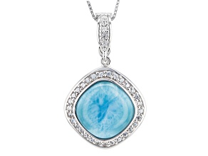 Blue Larimar Sterling Silver Enhancer With Chain .71ctw
