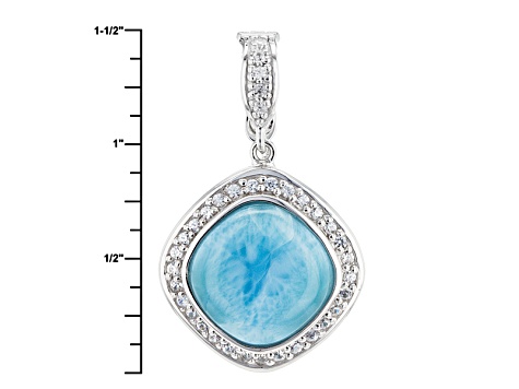 Blue Larimar Rhodium Over Sterling Silver Enhancer With Chain .71ctw