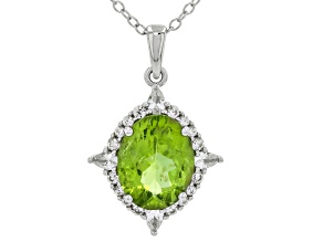 Green Peridot Rhodium Over Sterling Silver Pendant with Chain 2.46ctw