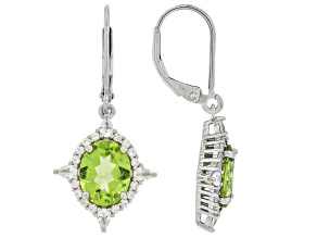 Green Peridot Rhodium Over Sterling Silver Earrings 4.95ctw
