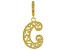 18k Yellow Gold Over Silver Initial "C" Charm