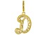 18k Yellow Gold Over Silver Initial  "D" Charm