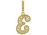 18k Yellow Gold Over Silver Initial  "E" Charm