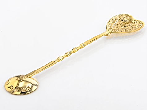 Round Blue Glass 18k Gold Over Sterling Silver Evil Eye Decorative Spoon
