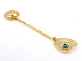 Round Blue Glass 18k Gold Over Sterling Silver Evil Eye Decorative Spoon