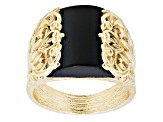 Black Onyx 18k Yellow Gold Over Silver Turkish Design Ring