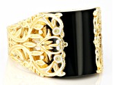 Black Onyx 18k Yellow Gold Over Silver Turkish Design Ring