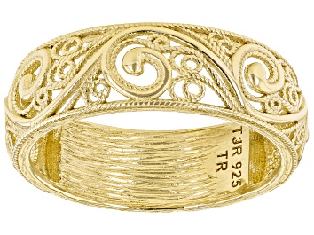 Picture of 18k Gold Over Silver Scrollwork Mens Band Ring