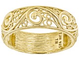 18k Gold Over Silver Scrollwork Mens Band Ring