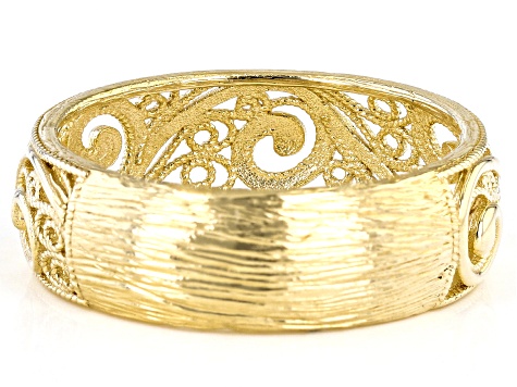 18k Gold Over Silver Scrollwork Mens Band Ring - TKW029 | JTV.com