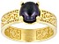 Black Cultured Freshwater Pearl 18k Yellow Gold Over Silver Ring