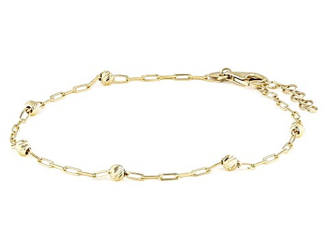 18k Yellow Gold Over Silver Bead Station Anklet - TKW035 | JTV.com