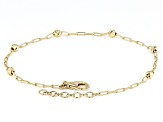 18k Yellow Gold Over Silver Bead Station Anklet