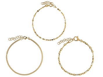 Picture of 18k Yellow Gold Over Sterling Silver Bracelets Set of 3