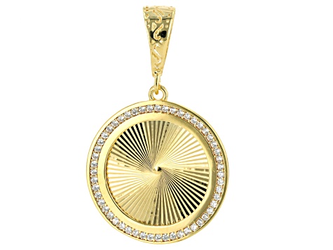 White Diamond Simulant 18k Gold Over Sterling Silver Sunburst Pendant 0.52ctw