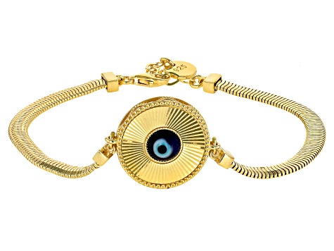 Glass Evil Eye 18k Gold Over Sterling Silver Bracelet