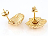 White Cubic Zirconia 18k Yellow Gold Over Sterling Silver Seashell Earrings 0.38ctw