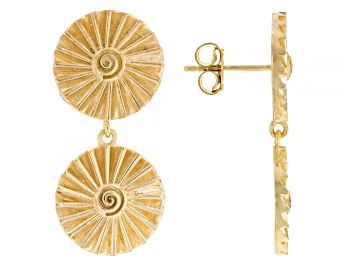 Picture of 18k Yellow Gold Over Sterling Silver Daisy Design Dangle Earrings