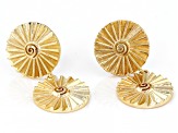 18k Yellow Gold Over Sterling Silver Daisy Design Dangle Earrings
