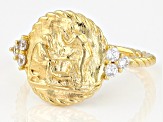 White Cubic Zirconia 18k Yellow Gold Over Sterling Silver "Merchant" Ring 0.07ctw
