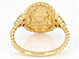 White Cubic Zirconia 18k Yellow Gold Over Sterling Silver "Merchant" Ring 0.07ctw
